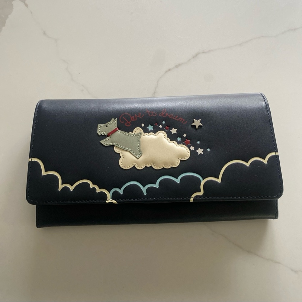 RADLEY LONDON Navy and Cream Wallet with Artistic Scottie Cloud Design
